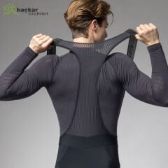 ALE Pragma Winter Bibknickers 3/4 Kışlık Tayt Siyah - Beyaz Logo