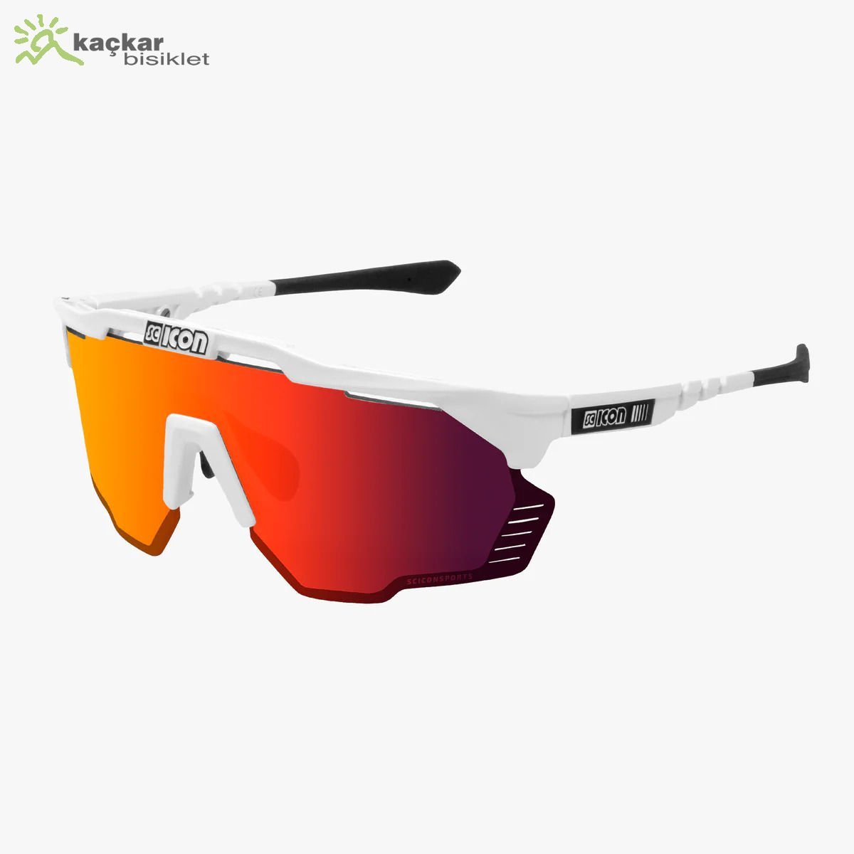 SCİCON  AEROSHADE KUNKEN SUNGLASSES WHITE  MULTIMIRROR RED + RAIN CLEAR LENSES