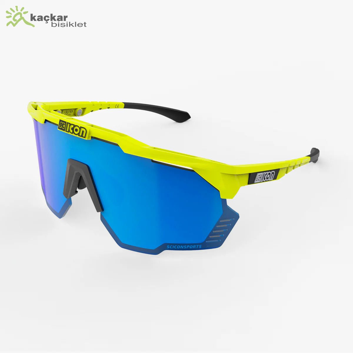 SCİCON  AEROSHADE KUNKEN SUNGLASSES FLUO YELLOW  MULTIMIRROR BLUE + CLEAR LENSES