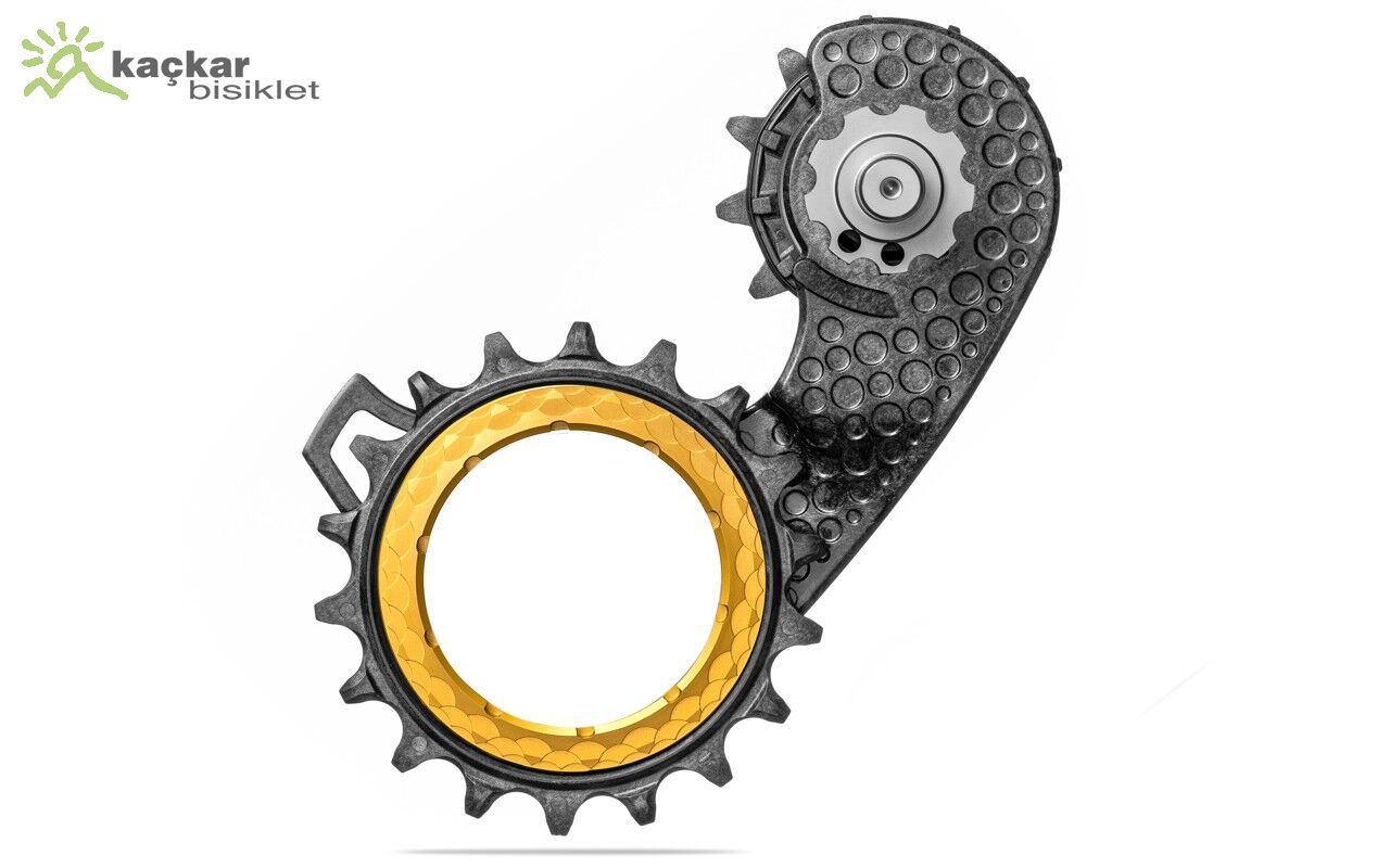 absoluteBLACK Hollowcage® V2 Shimano 9250 Carbon Ceramic Oversized Derailleur Pulley Cage Gold