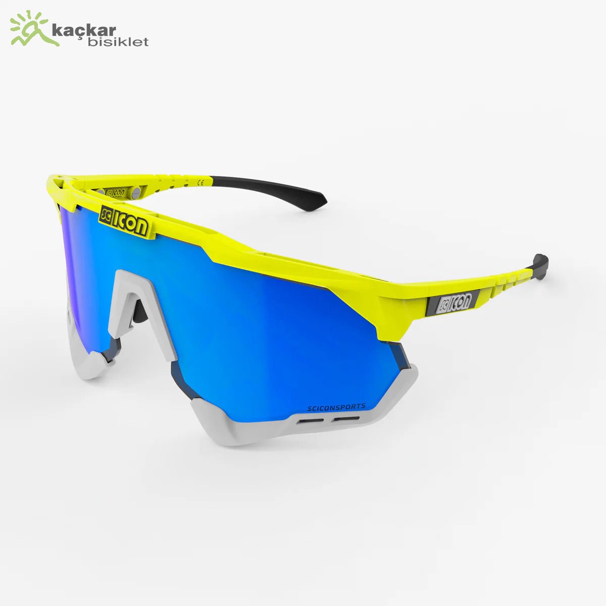 SCİCON  AEROSHADE XL SUNGLASSES FLUO YELLOW  MULTIMIRROR BLUE + CLEAR LENSES