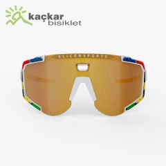 SCİCON  WORLD CHAMPION AEROSCOPE SUNGLASSES  WHITE RAINBOW BRONZE MULTIMIRROR + CLEAR  LENSES